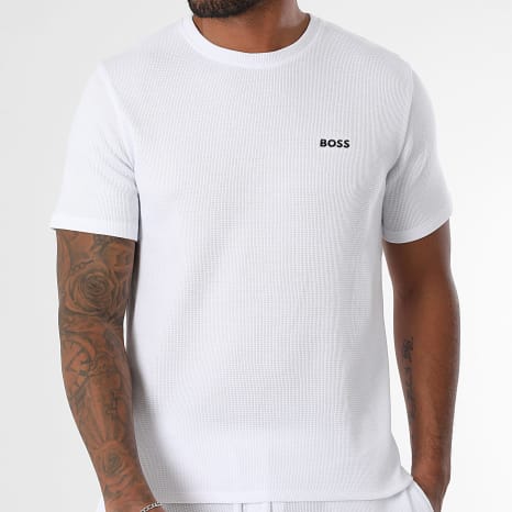 BOSS - Conjunto Camiseta Y Pantalón Corto De chándal Waffle 50535891 50535884 Blanco